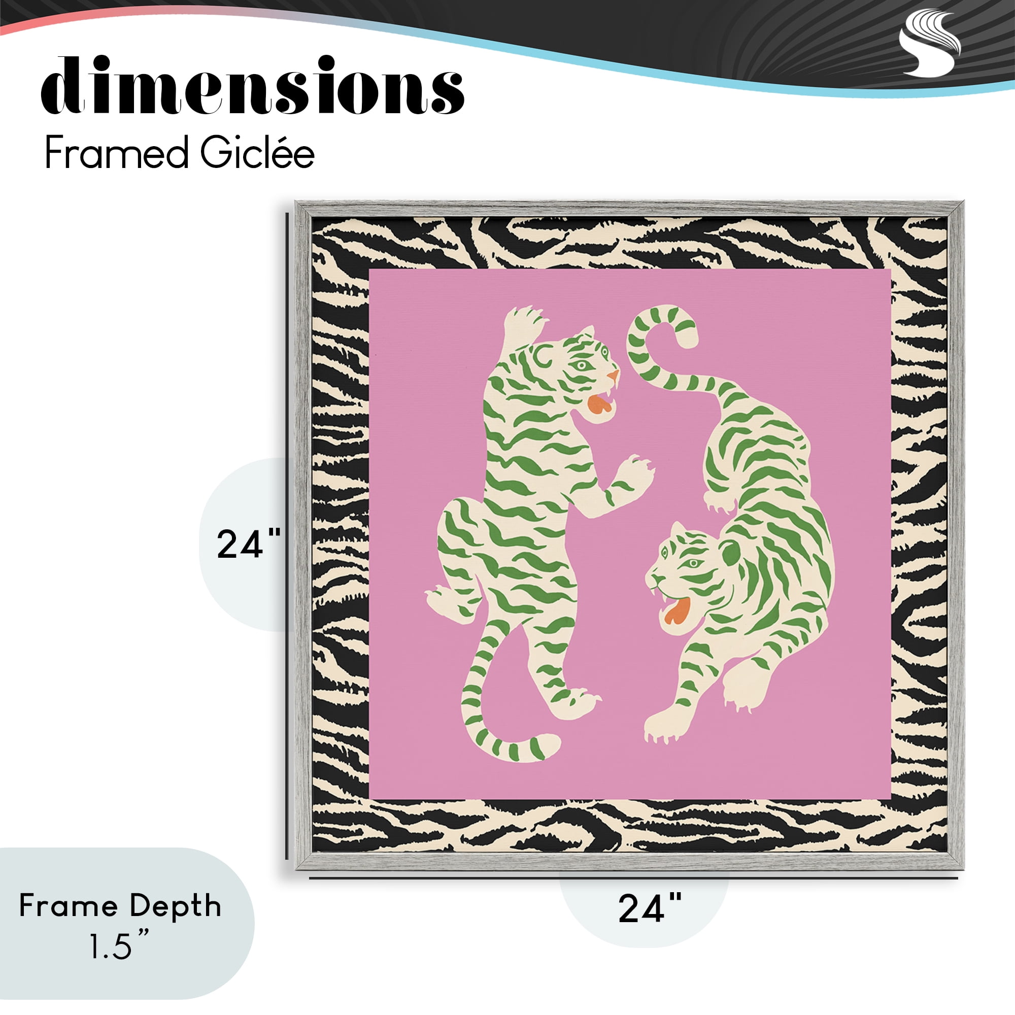 Stupell Industries Purple & Green Twin Tigers Gray Framed Giclee Art, design by Karolina Sato