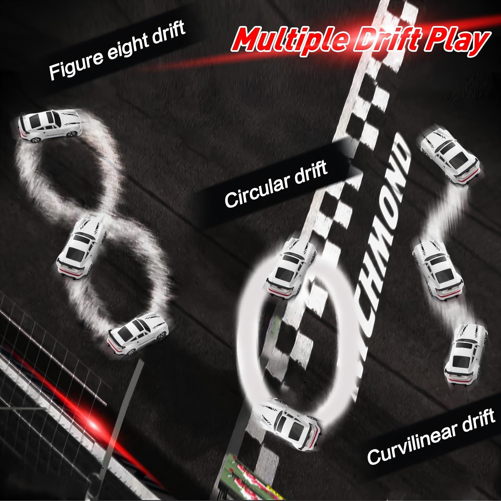 ZOGYMOZ 1:64 RC Drift Car, Mini RC Car, 2.4GHz 4WD High Speed Remote Control Cars, Toys for boys, White
