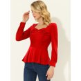 thumbnail image 3 of INSPIRE CHIC Long Sleeve Peplum Ruched Top Red XL, 3 of 5