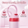 thumbnail image 2 of Daluvenix 14oz Kids Insulated Water Bottle with Straw Lids, 2-in-1 Straw and Chug Water Bottle for kids for Sports and School, Leakproof Stainless Steel Toddler Water Bottle BPA Free, Pink, 2 of 7
