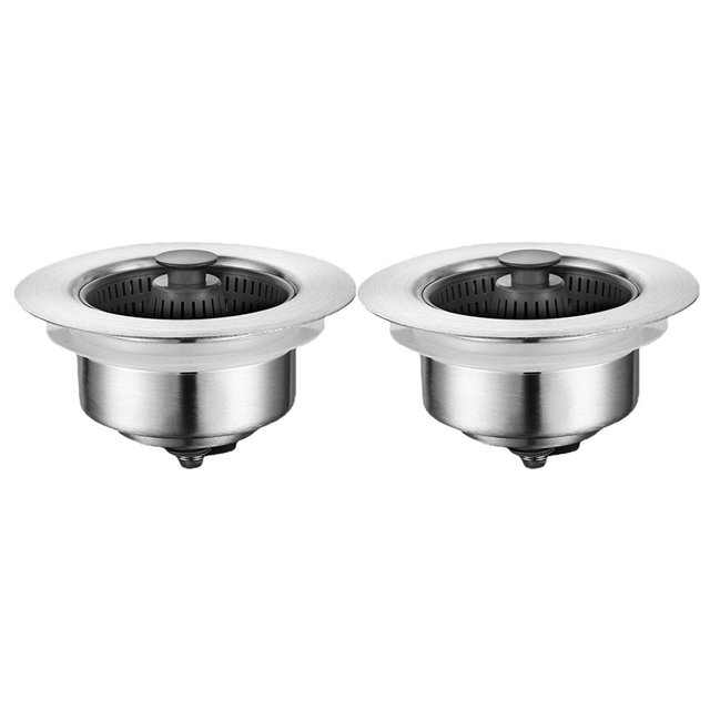 Colador de drenaje de acero inoxidable para fregadero, tapón recogedor de pelo (filtro de canal de 2 uds)