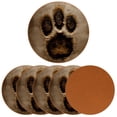 thumbnail image 2 of Paw Print Set of 6 Microfiber Leather Round Coasters, 11x11 cm/4.3x4.3 in, Drink Coasters for Home and Bar, Table Coasters, 2 of 6