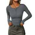 thumbnail image 5 of Resicozy Long Sleeve Henley Shirts for Women Fall Spring Ribbed Tops Casual Blouses Basics Tees Cute Solid Sweaters Dark Gray M, 5 of 5