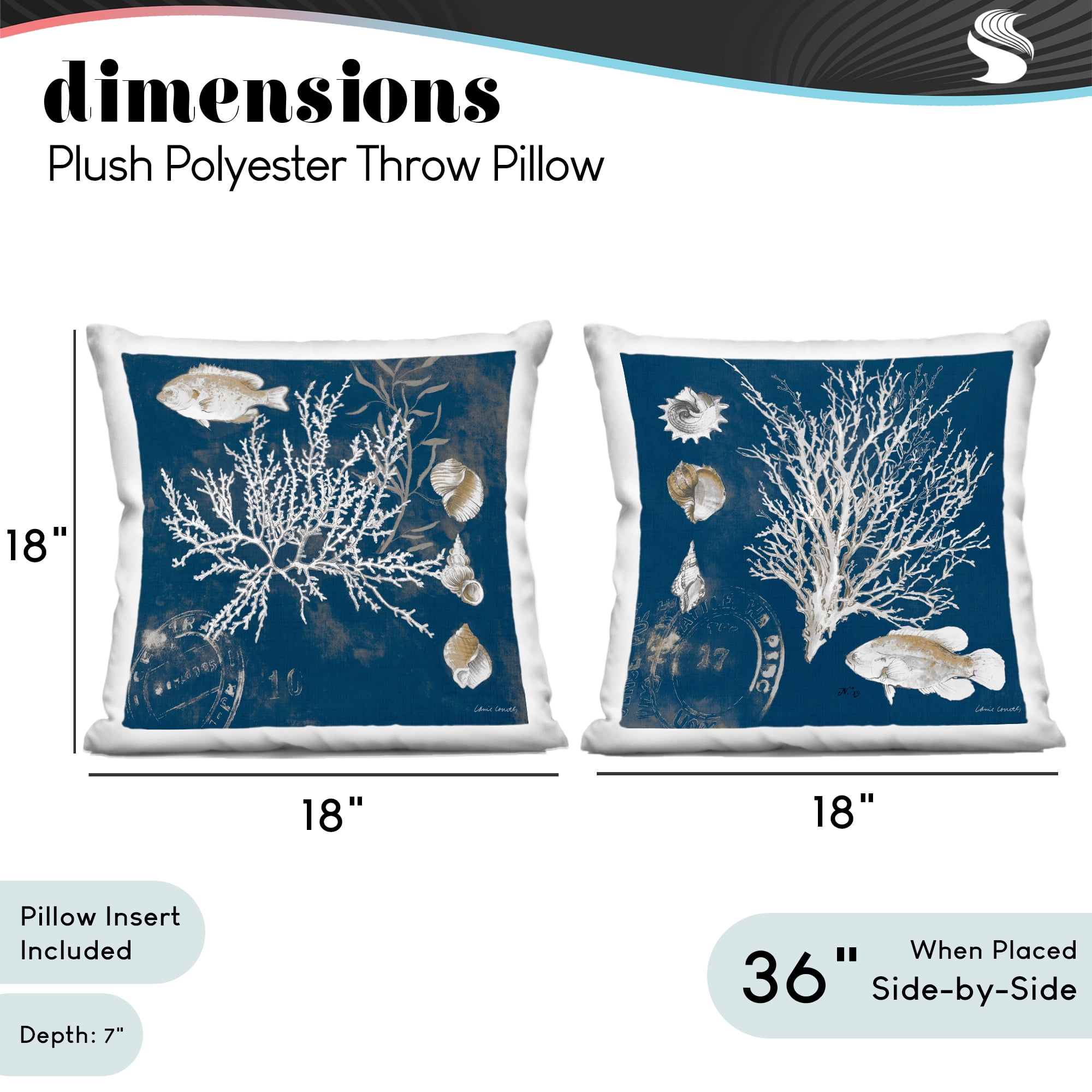 Stupell Industries Vintage Coastal Medley 2 Piece Decorative Printed Throw Pillow Set, design by Lanie Loreth