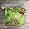 thumbnail image 2 of Ambesonne Leopard Quilted Coverlet 3 Pcs, Tropic Wild Jungle Leaf, Queen Size, Brown Green, 2 of 2