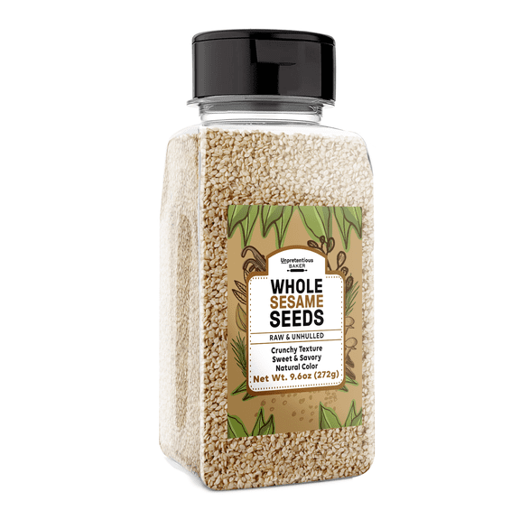 Unpretentious Whole Sesame Seeds, 9.6 oz, Raw & Unhulled, Crunchy Texture, Natural
