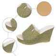 thumbnail image 5 of Rokment Linen Wedges Dress Slides Sandals for Women Beach Breathable Cotton Fabric Open Toe Platform Extra High Heels Fashion Casual Summer Espadrilles Heeled Slip on AG Size 6, 5 of 7