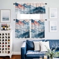 thumbnail image 2 of Independence Day Mountain Landscape Kitchen Curtains Valances and Tiers Set of 3 American Flag Green Mountain Forest Tier Curtains and Valance with Rod Pocket for Small Windows, 27.5"x36", 2 of 9