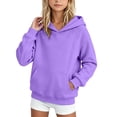 thumbnail image 2 of Tdoqot Girls Cotton Hoodies- Casual Long Sleeve Soft Fashion Kids Pullover Sweatshirt Purple Size 8, 2 of 7