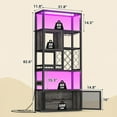 thumbnail image 2 of Homieasy 82.6" Tall Wine Bar Cabinet with LED Light and Outlets, 6-Tier Liquor Storage Cabinet with Glass Holder & Wine Rack, for Dining/Kitchen/Living Room, Black Oak, 2 of 10