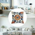 thumbnail image 5 of Navy Blue Orange Boho Pillow Covers Bohemian Ethnic Carpet Style Vintage Flower Print Decorative Throw Pillows Outdoor Cushion Case Farmhouse Decor for Home Sofa Bed, 5 of 7
