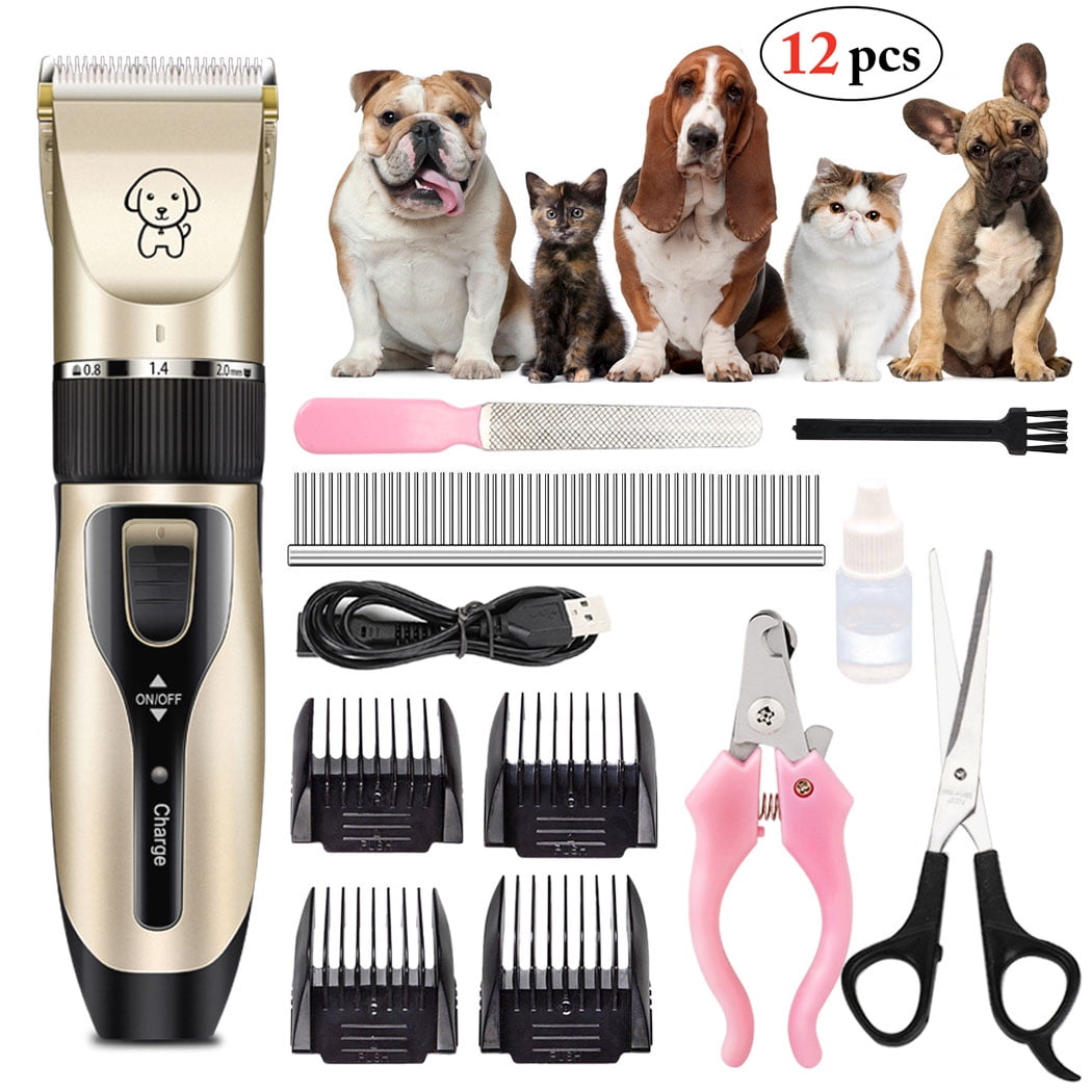 Dog Clippers for Grooming Thick Coats Heavy Duty Pet Cat Rabbit Animal Electric Shaver Hair Trimmer Kit Cordless Low Noise Professional Hair Clipper Set with 6 Comb Quiet Rechargeable Shaving Tool 