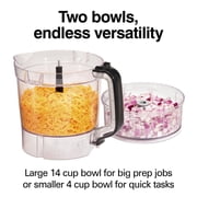 Hamilton Beach 14 Cup Food Processor with Stack & Snap Design and Extra 4-Cup Mini Bowl, Black