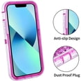thumbnail image 2 of For Apple iPhone 16 Dual Layer Protective Shockproof Tough Defender Sparkling Liquid Glitter Heart Case Cover Pink, 2 of 5