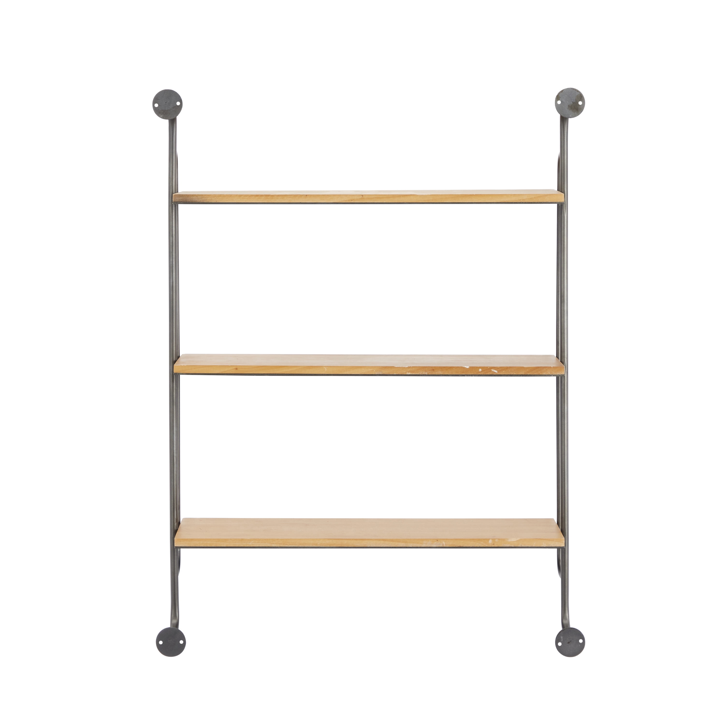 DecMode 7"W, 33"H Metal Industrial Wall Shelf, Brown, 1-Piece
