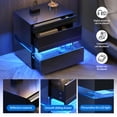 thumbnail image 6 of Dextrus LED Nightstands Set of 2, Bedside Table with 3 Drawers, High Gloss Acrylic End Table for Bedroom, Living Room, Black, 6 of 10