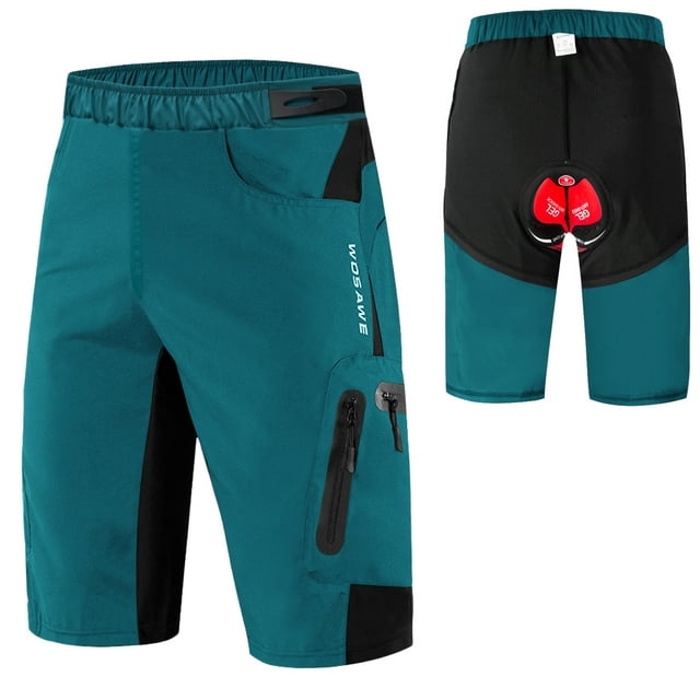 Men's 2-in-1 Cycling Shorts Breathable Quick-Drying Mountain Bike Loose Shorts with 3D Padding