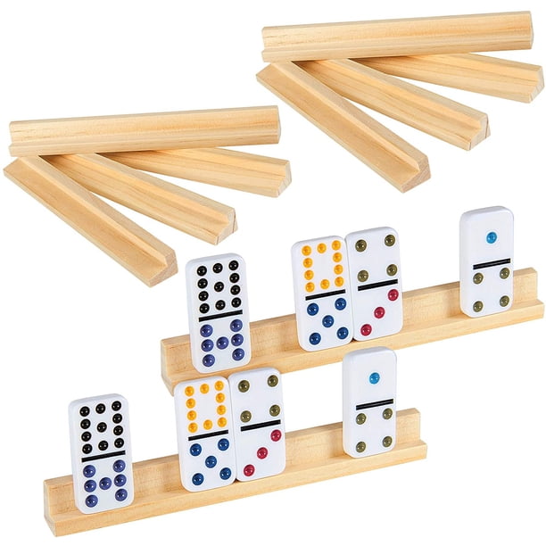 10 Pieces Wooden Domino Racks Domino Tiles Holder Wood Domino Holders ...