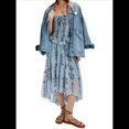 thumbnail image 1 of Vestido Tubo de Verano para Mujer, Liso, Sin Tirantes, con Hombros Descubiertos y Volantes. Azul M, 1 of 8