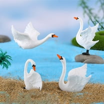 SHOWERORO 8Pcs Small Swan Figurine White PVC Concise Design for Home Offices Other Places