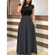 thumbnail image 4 of Vestido De Cuello Redondo Con Empalme Estampado, Elegante Vestido Largo Plisado De Cintura Delgada De Manga Corta, Ropa De Mujer, 4 of 4