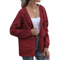 thumbnail image 2 of Impermeables para Mujer, Impermeables, Resistentes Al Viento, Ajustables, con Capucha y Bolsillos. Vino Tinto S, 2 of 9