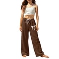 thumbnail image 5 of PMVFHDE Girls Straight Leg Pants Classic Casual Trousers Comfortable Kids Bottoms Everyday Wear Versatile School Outfits Brown,6-7 Years, 5 of 6