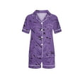 thumbnail image 2 of TopLLC Ensembles de Pyjama Enfants Décontracté Uni Col Rabattu Blouse à Manches Courtes Mode Short Pyjama Costume Fille Serveur, 2 of 5