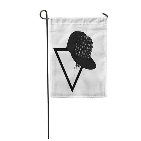 Baseball House Flag - LADDKE Colorful Hiphop Cap Spikes Triangle Abstraction Accessory Back Baseball Garden Flag Decorative Flag House Banner 12x18 inch