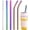 Rainbow, variant on Reusable Smoothie Straws, 0.4'' Wide Stainless Steel, 10.5'' & 8.5'' Long, 4 Pack with 1 Cleaner for Milkshake, Smoothie, Bubble Tea