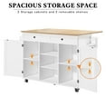 thumbnail image 3 of "HLR 51.7"" W Rolling Kitchen Island, Adjustable Shelves, Breakfast Bar with Storage, White", 3 of 7