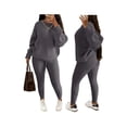 thumbnail image 3 of Womens Plus Size Pajama Set 2 Piece Long Sleeve Ribbed Lounge Sleepwear Knitted Set Dark Gray XXXL, 3 of 6