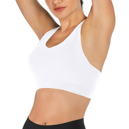 

Clearance! YOHOME Sports Bra for Women Criss-Cross Back Padded Strappy Sports Bras Medium Support Yoga Bra with Removable Cups White XXL