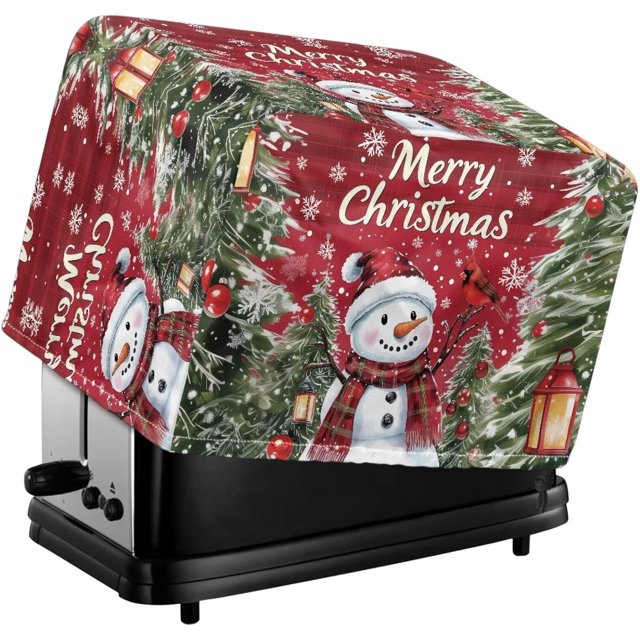 Christmas Toaster Cover Stain Resistant Dust Cover Cartoon Snowman Toaster Cover Fit 2 Slice Toaster Lightweight Kitchen Appliance Cover with Top Handle