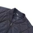 thumbnail image 4 of Mifsaly Quilted Bomber Jacket Men Full Zip Lightweight Puffer Coat Diamond Stitch Long Sleeve Casual Warm Outerwear for Fall Winter Travel Work Everyday Blue,XL, 4 of 8