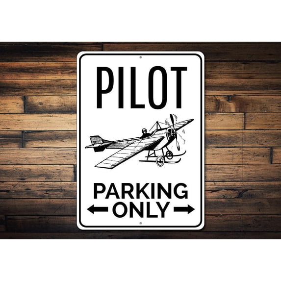 Pilot Parking Novelty Decor, Metal Wall Sign - 10x14 Inches