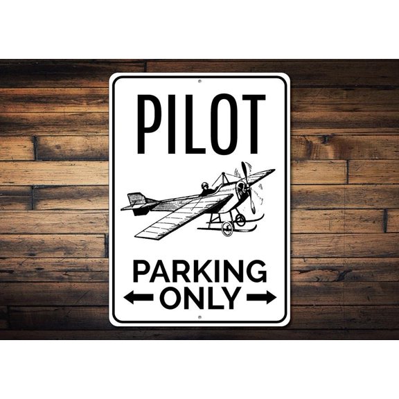 Pilot Parking Novelty Decor, Metal Wall Sign - 10x14 Inches