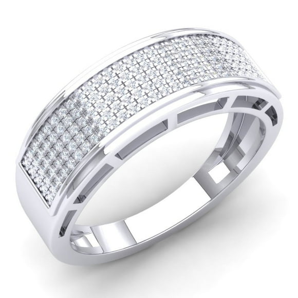 Dazzlingrock Collection 0.75 Carat (ctw) 10K White Diamond Men's Hip Hop Anniversary Band 3/4 CT, White Gold, Size 8.5