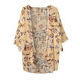 thumbnail image 3 of Kimonos Cardigan for Women's Plus Size Casual Floral Print Puff Sleeve Cardigan Loose Chiffon Cover Up Blouse Trendy Tops Beach Up to 65% off, 3 of 3
