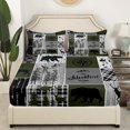 thumbnail image 3 of Rustic Farmhouse Bedding Set Twin, Hunting Bear Deer Bed Sheets Cabin Lodge Decor, Vintage Wooden Board Retro Fitted Sheet Buffalo Plaid Western Country Sheets Teens,Grey Black, 3 of 5