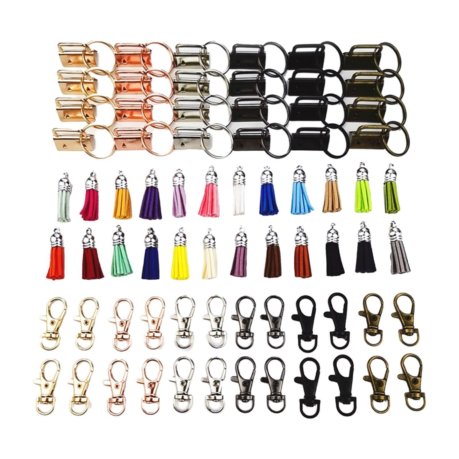 72 Pieces Key Fob Hardware Wristlet Set with Key Rings 24 Colorful Leather Keychain Tassel 24 Swivel Snap Hooks 1 Inch for Key Chain Making