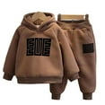 thumbnail image 2 of Godderr Baby Girl Winter Sweatsuit Outfits Set 2PCS Solid Casual Fleece Workout Clothes Toddler Boy Winter Pullover Sweatsuit Outfits, 2 of 8