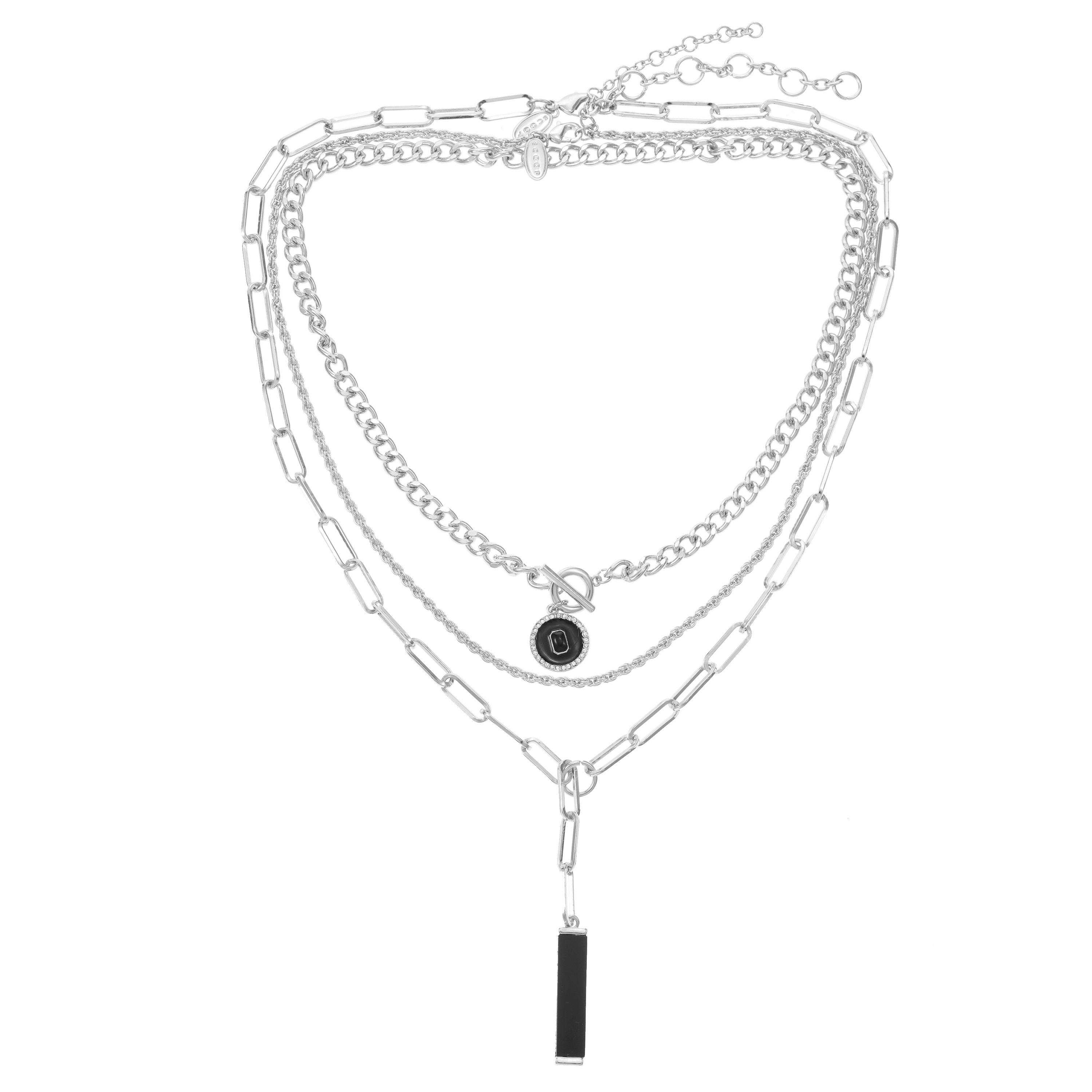 Scoop Women's Silver-Tone Necklace Trio, Black