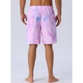 thumbnail image 3 of DARING DIVA Men's Tie-dyed Pattern Drawstring Elastic Waist Board Shorts 36 Purple Blue, 3 of 6