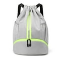 thumbnail image 1 of Mochila con cordón Mochila deportiva para gimnasio con bolsillos de malla Bolsa de hilo resistente al agua para mujeres, hombres y niños, gris, 1 of 5
