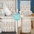 thumbnail image 5 of No Hook Shower Curtain with Snap in Liner, Boho Flower Blue Leaves on Retro Waterproof Bath Curtain Double Layers with See Through Top Window, Watercolor Floral Hotel Shower Curtains 72x84in, 5 of 9