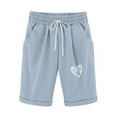 thumbnail image 2 of Fjofpr Running Shorts for Women Women's Shorts Cotton And Linen Fashionable Printing Elastic Waist 5-inch Pants Drawstring 5-inch Shorts Blue XXL, 2 of 3