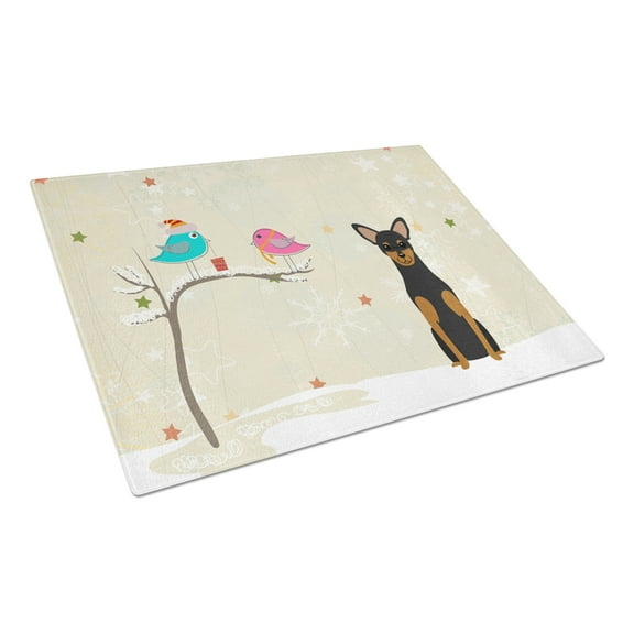 Caroline's Treasures Christmas Presents between Friends Manchester Terrier Glass Cutting Board Large