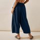 thumbnail image 5 of Pantalones holgados de mujer Pantalones casuales sueltos Pantalones de playa bohemios plisados ​​de color sólido simple FLhrweasw Nuevo, 5 of 7
