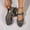 #324-Gray, variant on Wowcloth Women's Wedge Heel Sandals with Bow Detail – Comfortable Round Toe and Single Buckle Design in Suede, Stylish for Autumn Winter Wear
